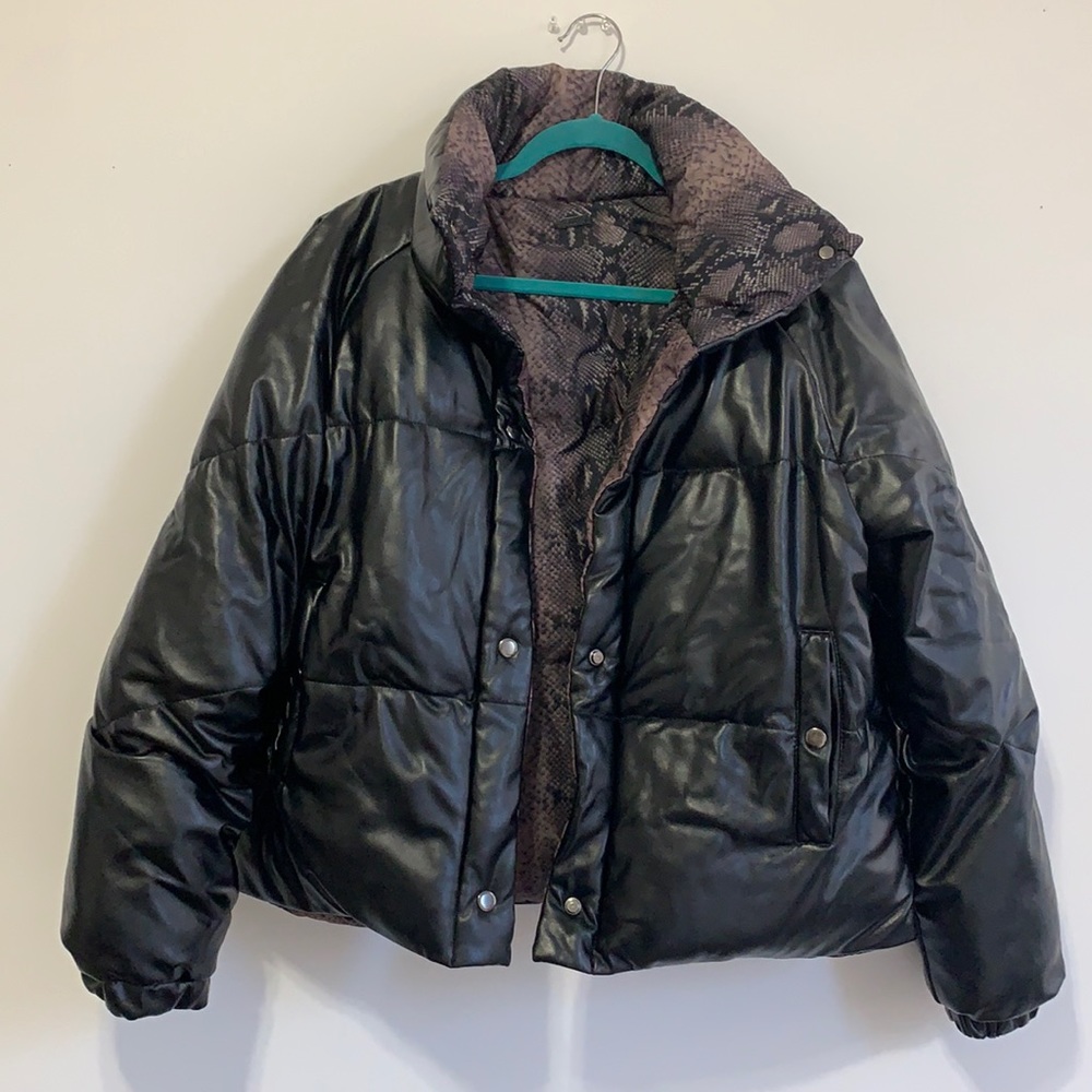 Blank NYC Reversible Black Leather Puffer